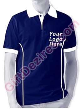 Designer Navy Blue and White Color Printed Logo T Shirts